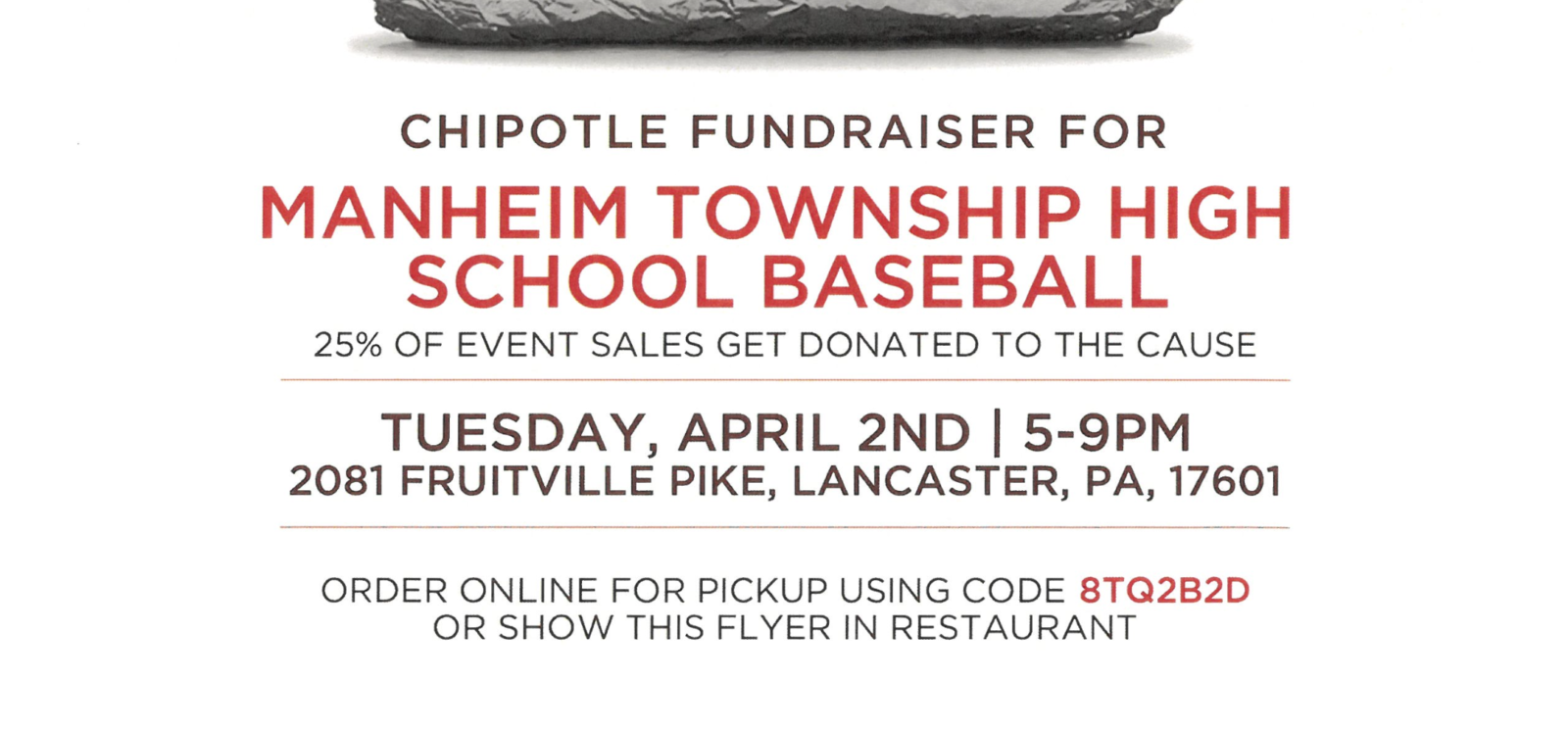 MT Baseball Chipotle Fundraiser – Tuesday April 2nd – Manheim Township ...